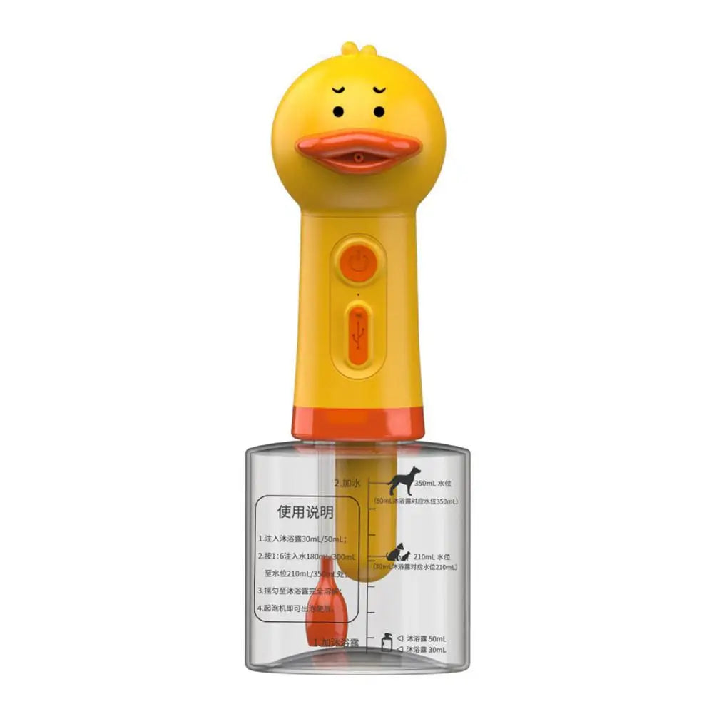 Yellow Duck Pet Cleaning Bathing Electric Foam Machine Usb Charging Automatic Soap Dispenser Foam Machine Pet Accessories