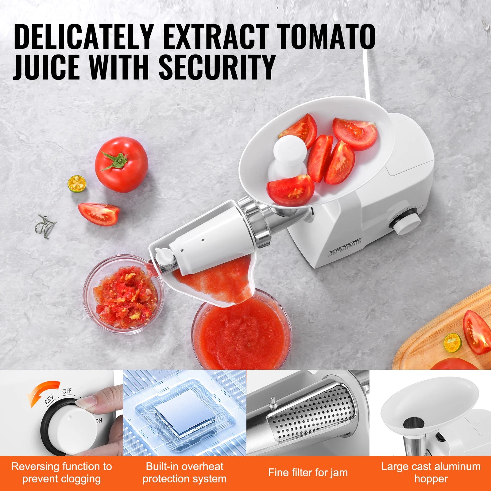 SucceBuy Electric Tomato Strainer Tomato Sauce Maker Machine Food Strainer and Sauce Maker Pure Copper Motor Food Mill for Sauce