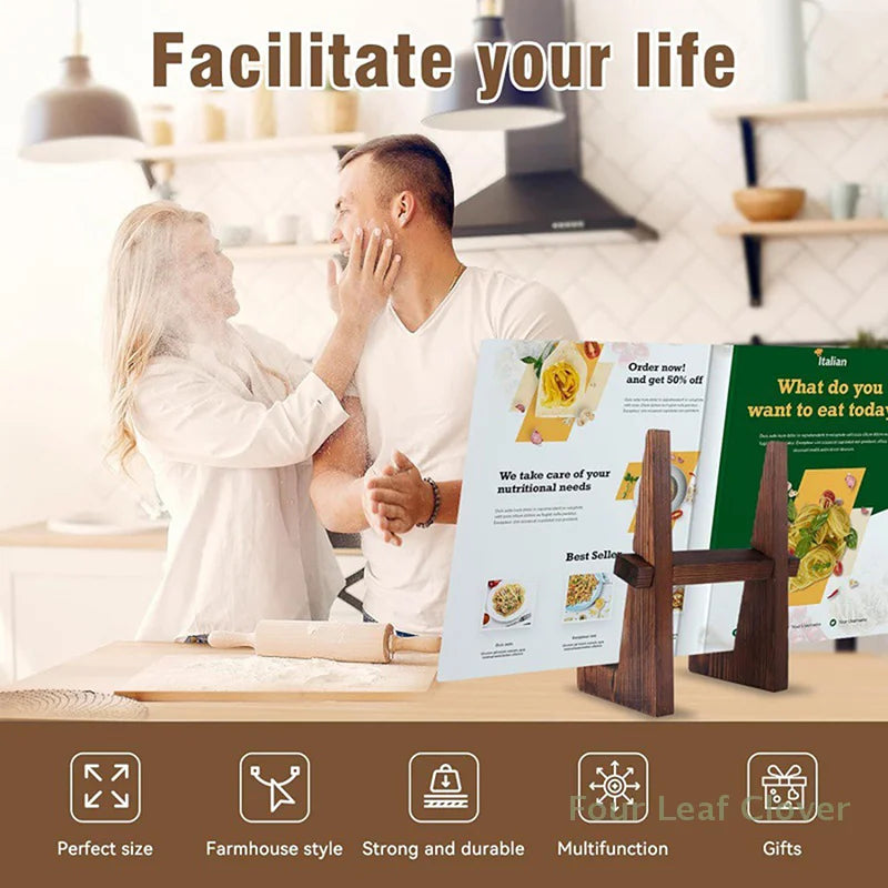 Wooden Recipe Book Stand CD Record Plate Display Shelf Tabletop Photo Frame Ipad Rack Table Easel Cookbook Holder For Kitchen