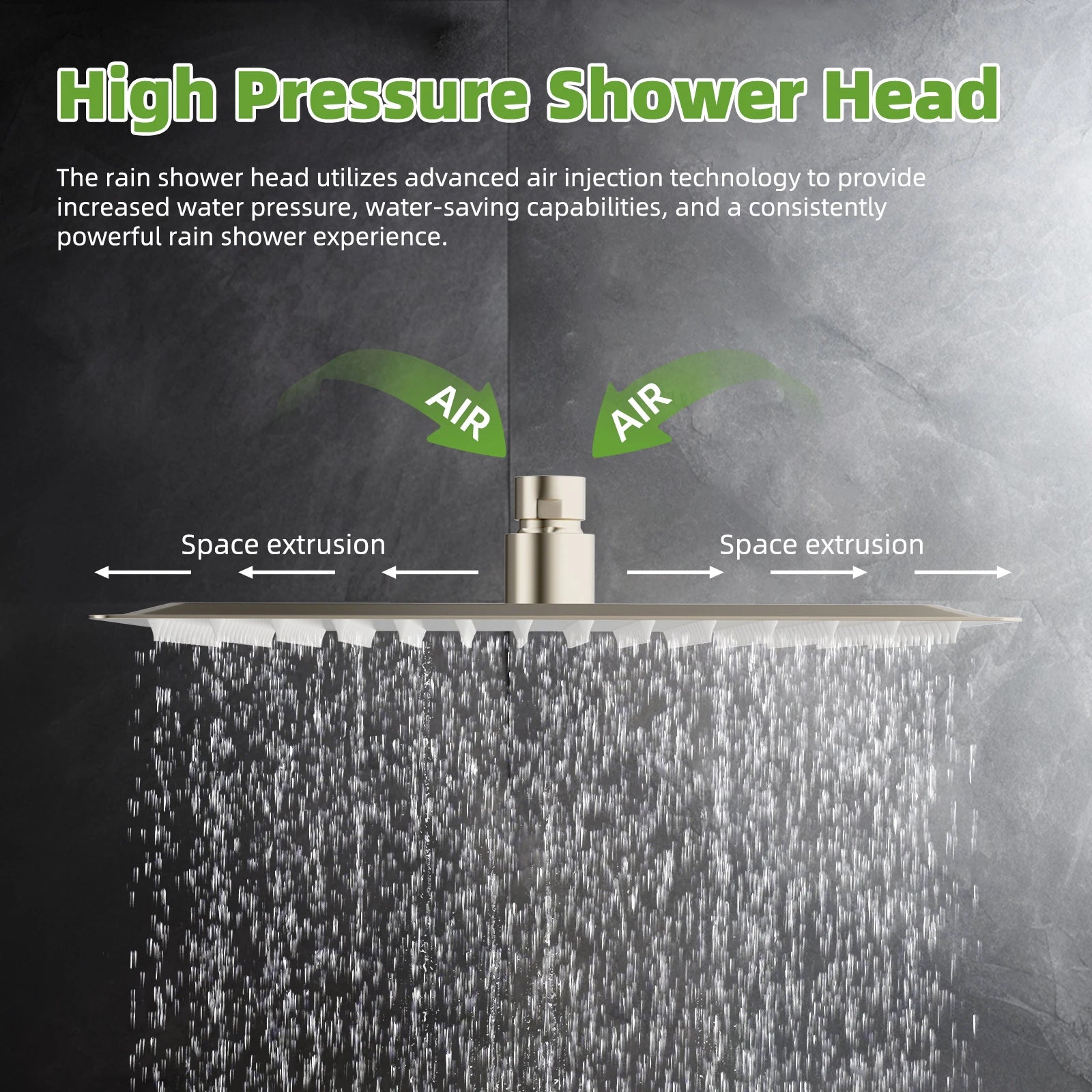 Hibbent Dual Shower Head Combo, High Pressure Handheld Shower Wand, 16'' Adjustable Arc-shaped Shower Extension Arm