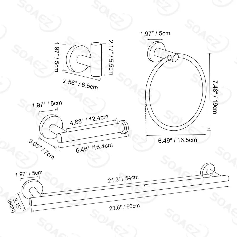 Gold Towel Bar Set 10 Pieces Bathroom Hardware Accessories Set Towel Rack Set for Bathroom SUS304 Stainless Steel Toilet Paper H