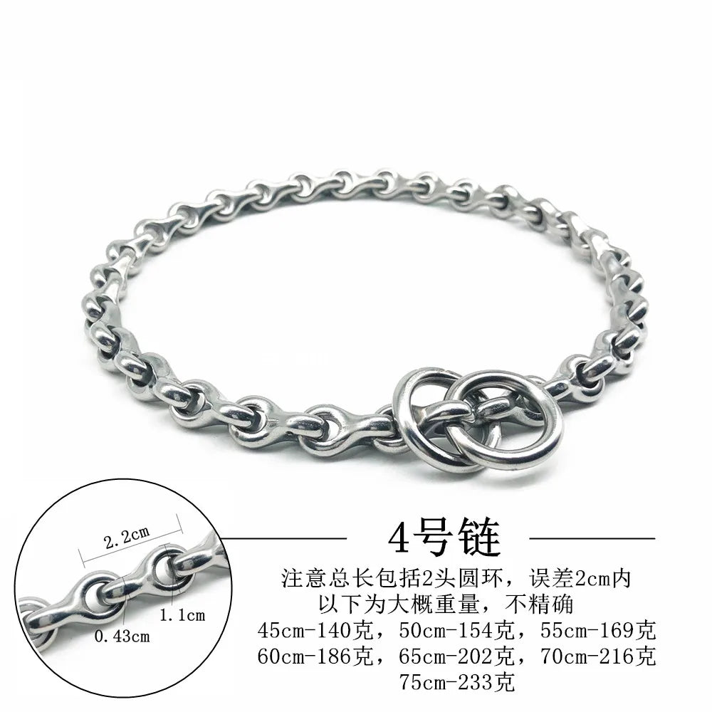HQ SD01 Strong Solid Stainless Steel 304 Keel P Chain Dog Leash Collar for Small Middle Giant Pets Training 45-75CM Length