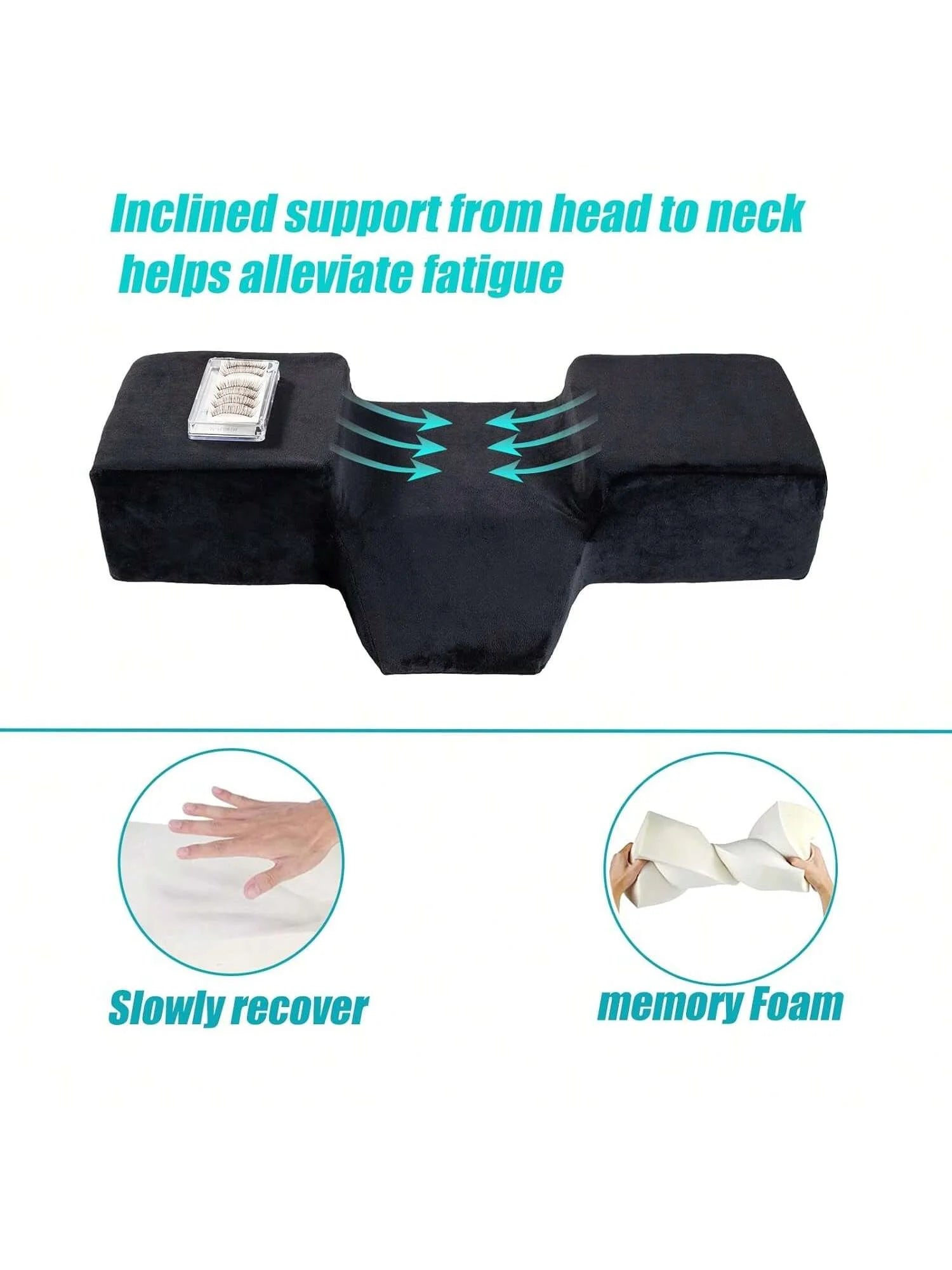 Lash Pillow for Eyelash Extension Memory Foam Ergonomic Curve Improve Cervical Soft Salon Pillows Makeup Lash Extension Supplies
