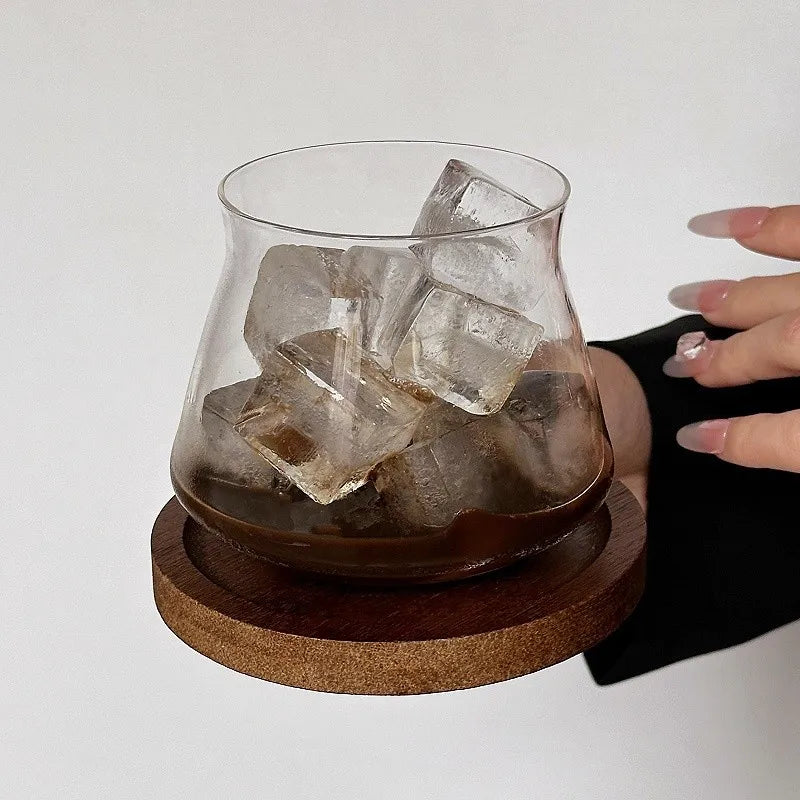 Retro Cold Coffee Cups Whiskey Glass Durable Glassware Cocktails Wine Brandy Cup Water Juice Mug Party Drinking