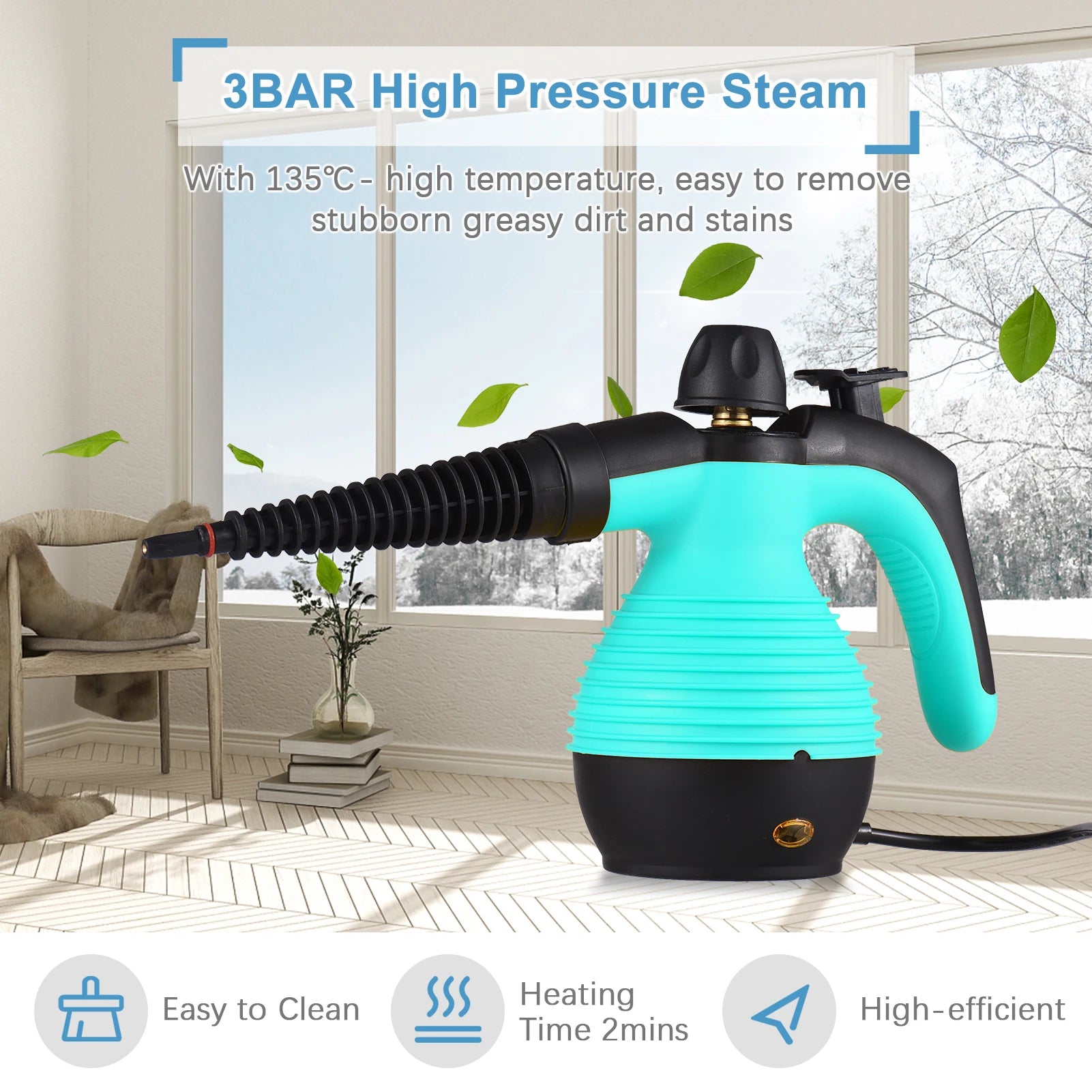 NEW Portable Handheld Steam Cleaner 1050W Multifunctional High Temperature Pressurized Steam Cleaning Machine 9PCS Accessory