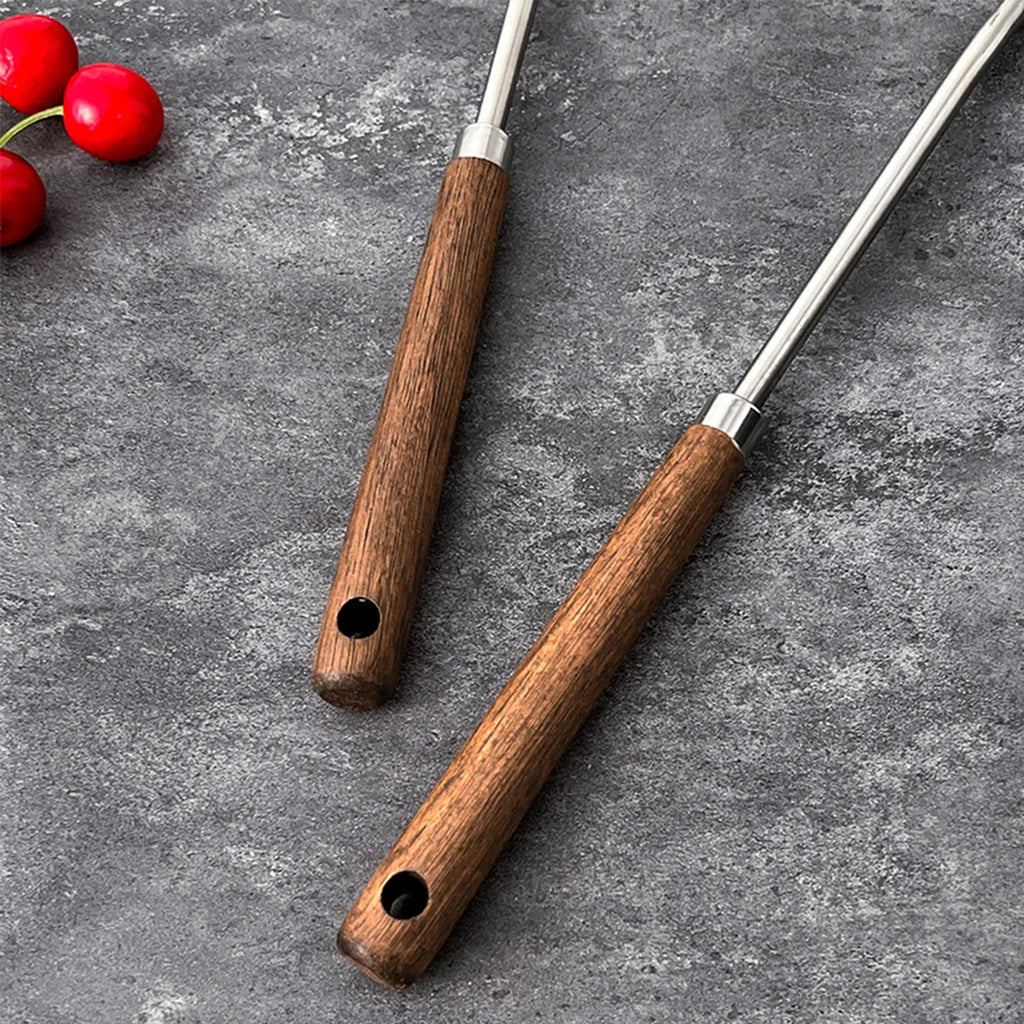 WORTHBUY 304 Stainless Steel Turner With Wooden Handle Heat-Resistant Long Handle Soup Ladle Spatula Kitchen Cooking  Utensils