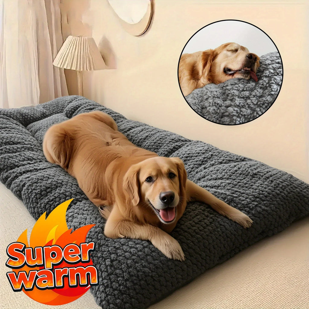 Extra-Large Plush Dog Crate Pad Pet Bed with Pillow Raised Edges Ultra-Soft Polyester Mattress for Small Medium Large Dogs
