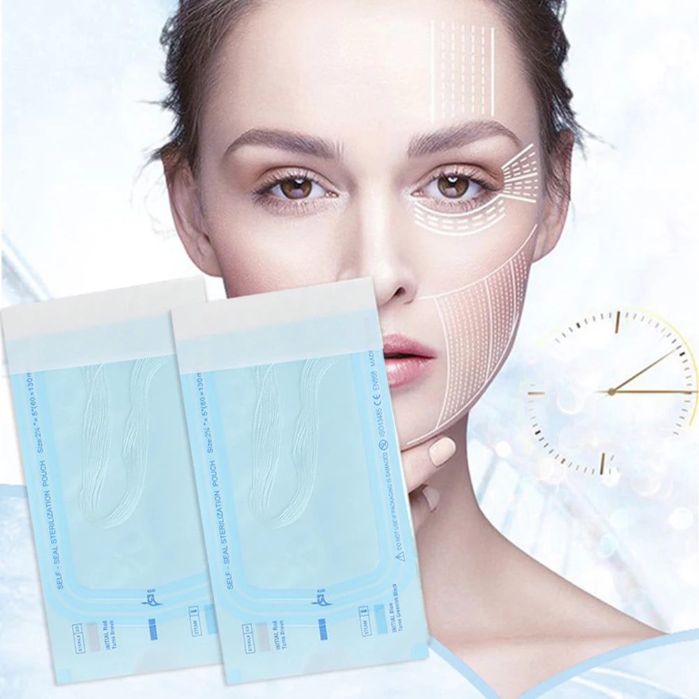 50Pack 12Pcs/Pack Collagen Face Lifting Thread Protein Skin Absorbed Lines No Needle Anti Aging Collagen Facial Thread Beauty