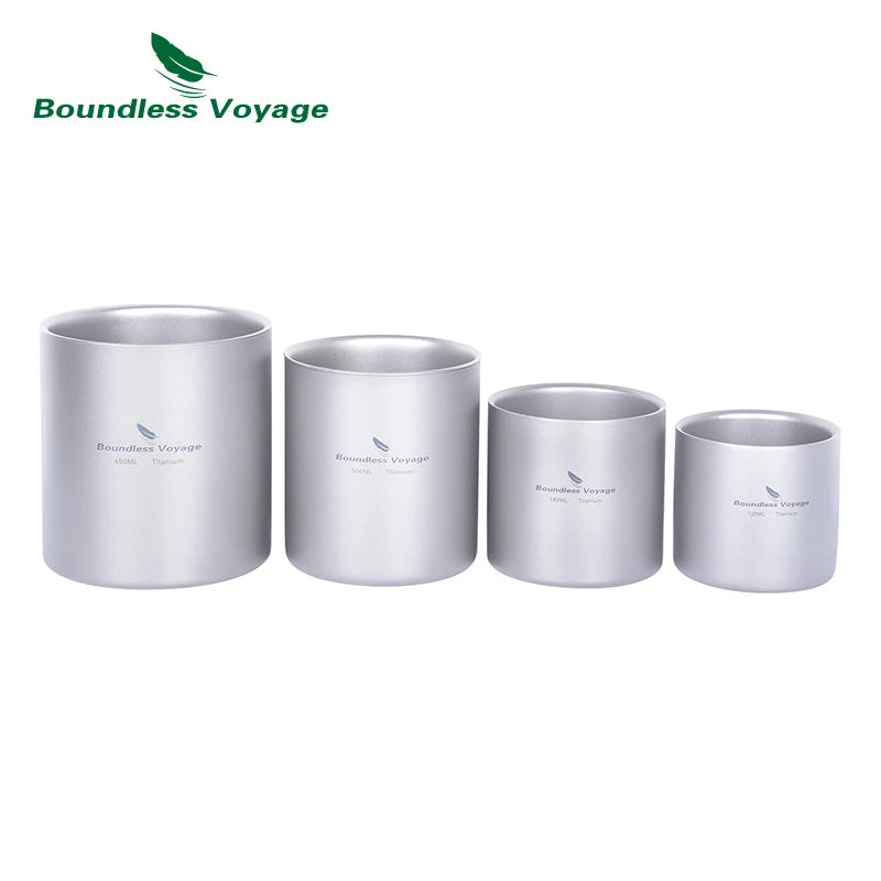 Boundless Voyage Titanium Double Wall Cup 450ml Teacups 120ml Mini Cup 180ml Coffee Mug 300ml Drinkware Double Layer Tableware