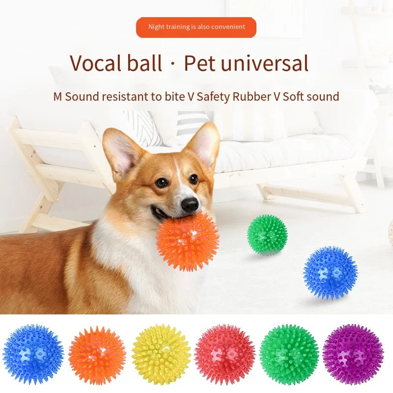 Dog Toys Sound Toy Bouncy Ball Pet Toy Polka Squeaky Tooth Cleaning Ball TPR Training Pet Teeth Chewing Toy