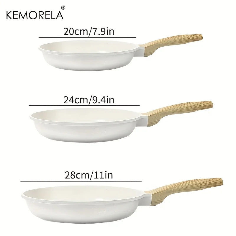 KEMORELA Nonstick Frying Pan Skillet Induction Compatible Healthy Granite Coating Heat-Resistant Handle Options 20/24/28cm 1PCS