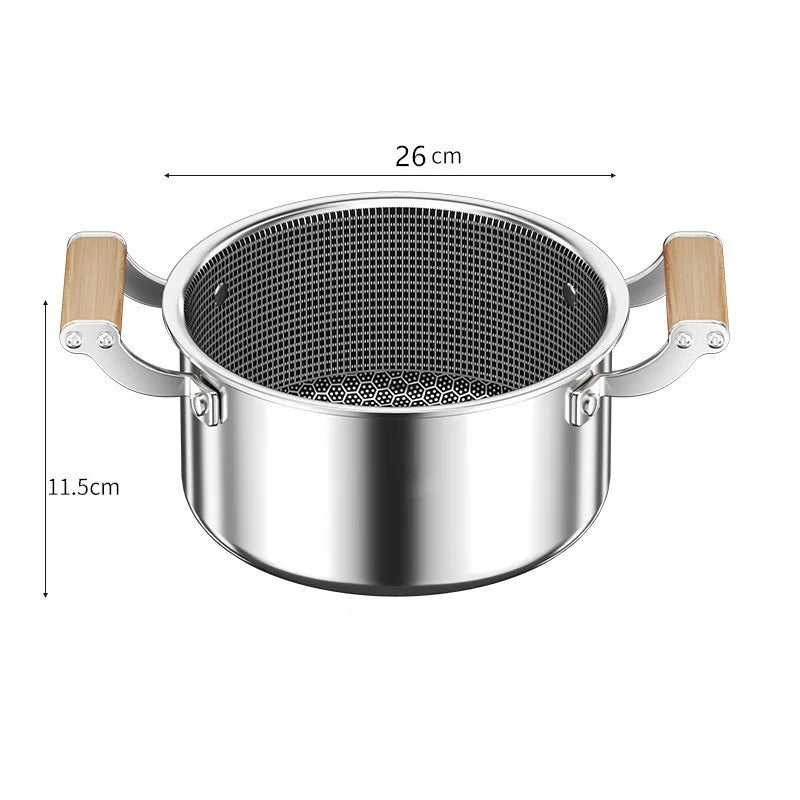 316L Stainless Steel Soup Pot Wok Hot Pot Honeycomb Non-stick Pot with lid Home Induction Cooker Gas Stove Universal Frying Pan