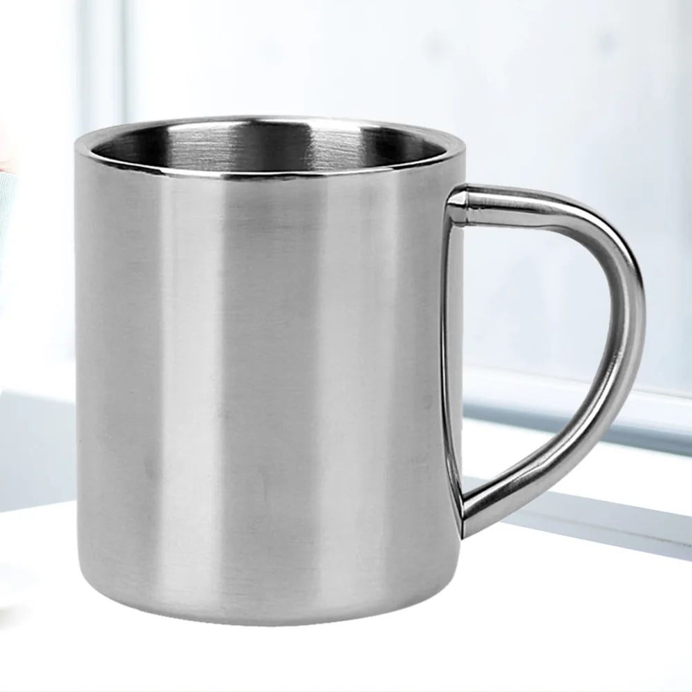1-5PCS 220ML Stainless Steel Coffee Cup Double Wall Mug Anti-Heat Aniti-Scalding Cup Outdoor Travel Metal Drinking Cup