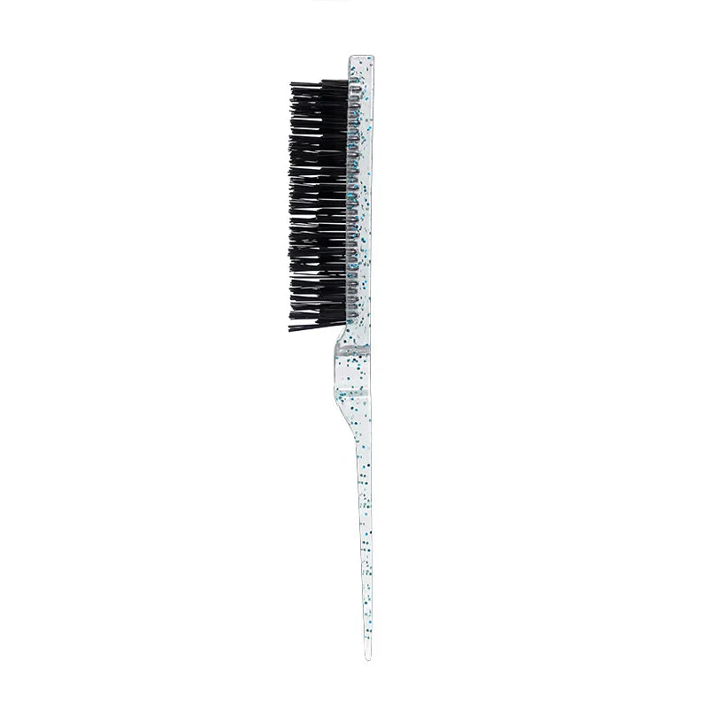 1pc crystal plastic fluffy comb with fine lines hair styling comb back combing hair salon tool comb Special for real hair wigs