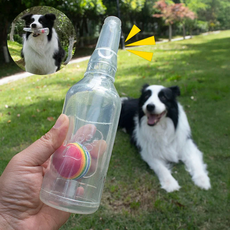 Pet Dog Chewing Toy Beer Bottle With Tennis Ball Dog Toy Squeak Pet Toy TPR Bite-resistance Dogs Funny Toy Pet Supplies