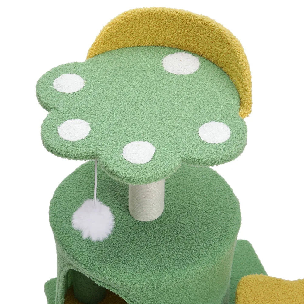 Tieker Sisal Cat Tree Toy Cat Scratching Post with Hanging Ball Cat Scratching Frame Cat Bed Plush Tower