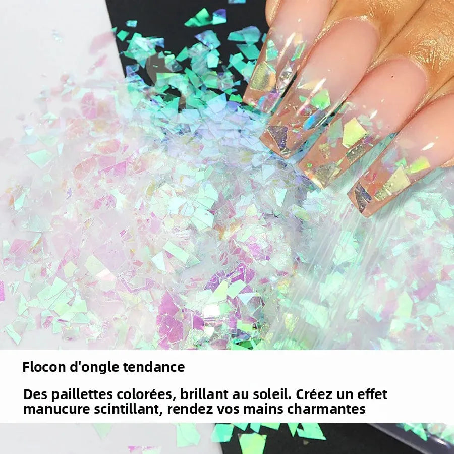 10g Mermaid Effect Nail Flakes, Holographic Nail Art Glitter, Sparkles Sequins for Nail Designs