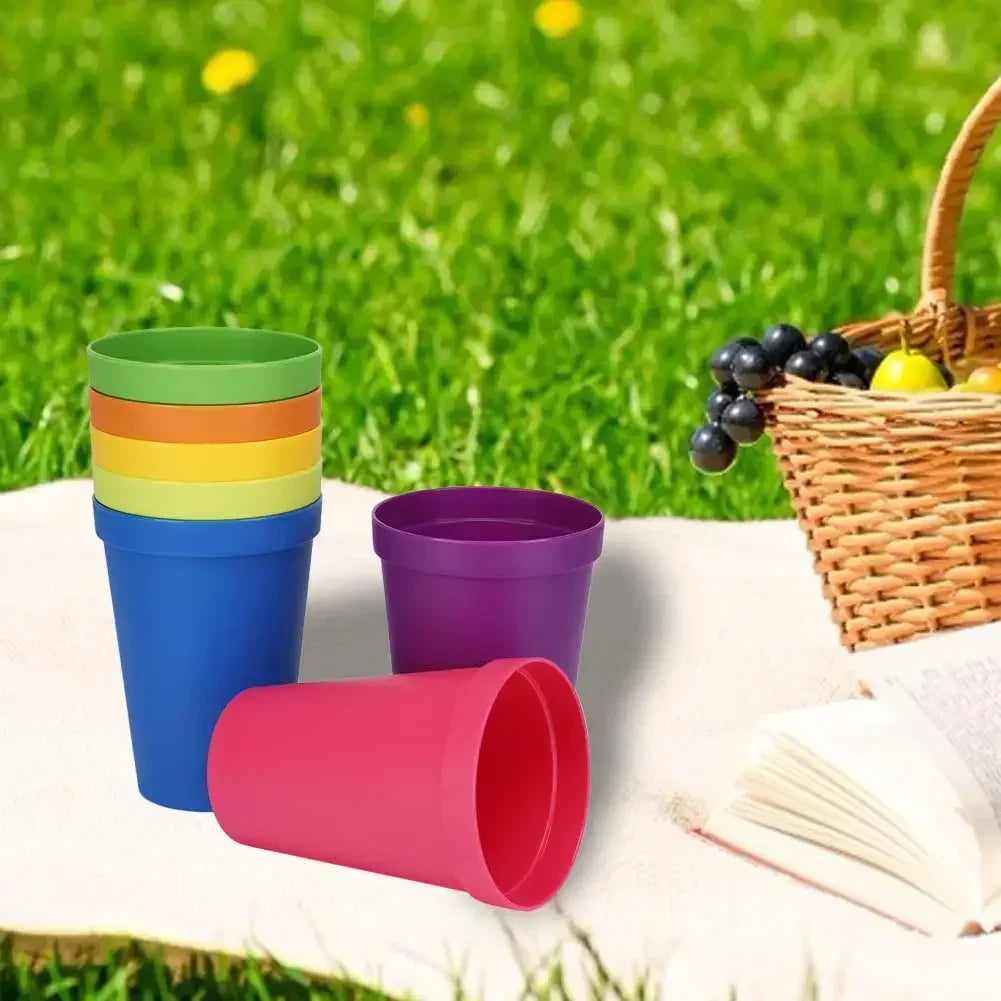 7pcs Rainbow Plastic Cups Set Reusable Water Mug Picnic Travel Trendy Funny Portable Rainbow Suit Cup Party Kids Drink Cup