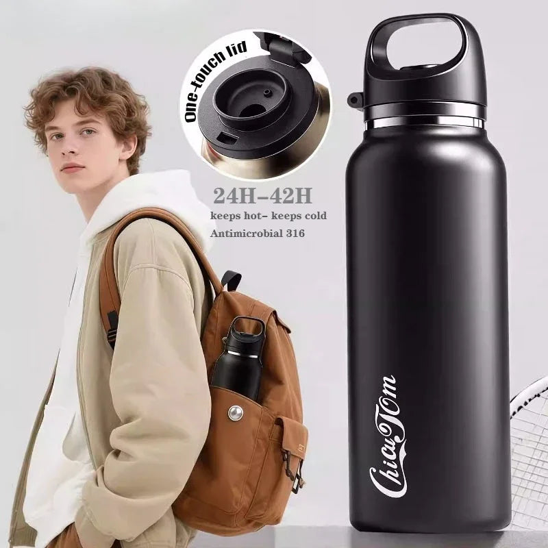 One Touch Open Lid Stainless Steel Vacuum Water Bottle for Outdoor Sports Cycling Car Leakproof Cold Drink Insulated Sport