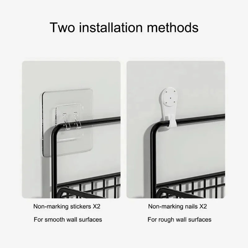 Kitchen Organiser Multifunctional Toiletries Organiser No-Punch Bathroom Shelf Bathroom Kitchen Wall Mount Storage Rack