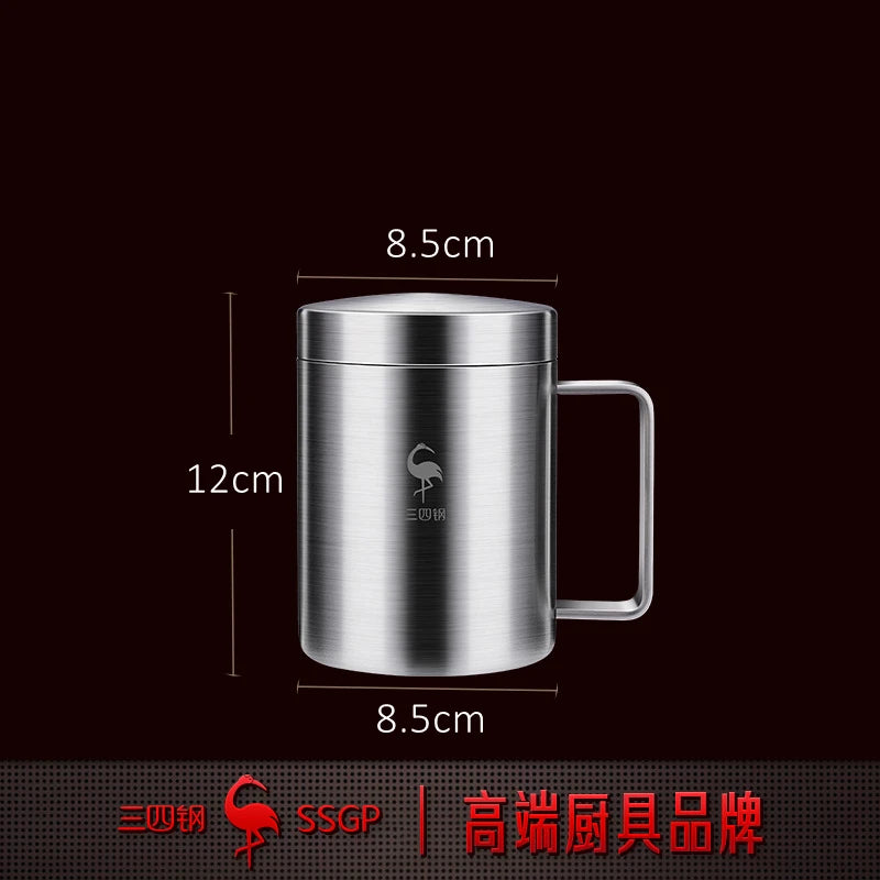 Heat Insulating LFGB Certificate 316 Stainless Steel Mug Water Cup Never Broken Mark Cup Dustproof Office Tea Milk Cup with Lid