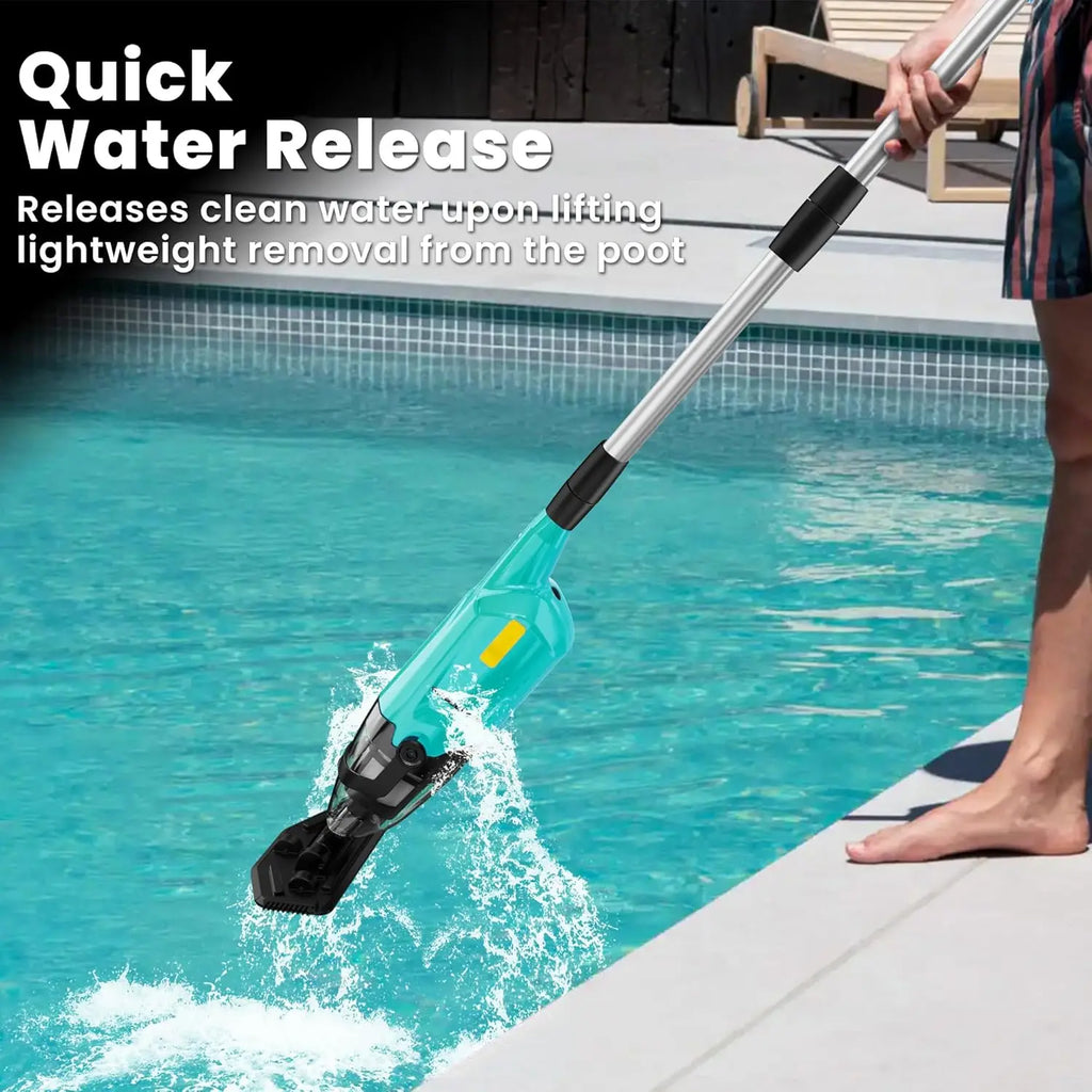 Cordless Rechargeable Pool Vacuum with 60-Min Runtime, Adjustable Pole for Sand and Debris Cleaning in Pools, Spas