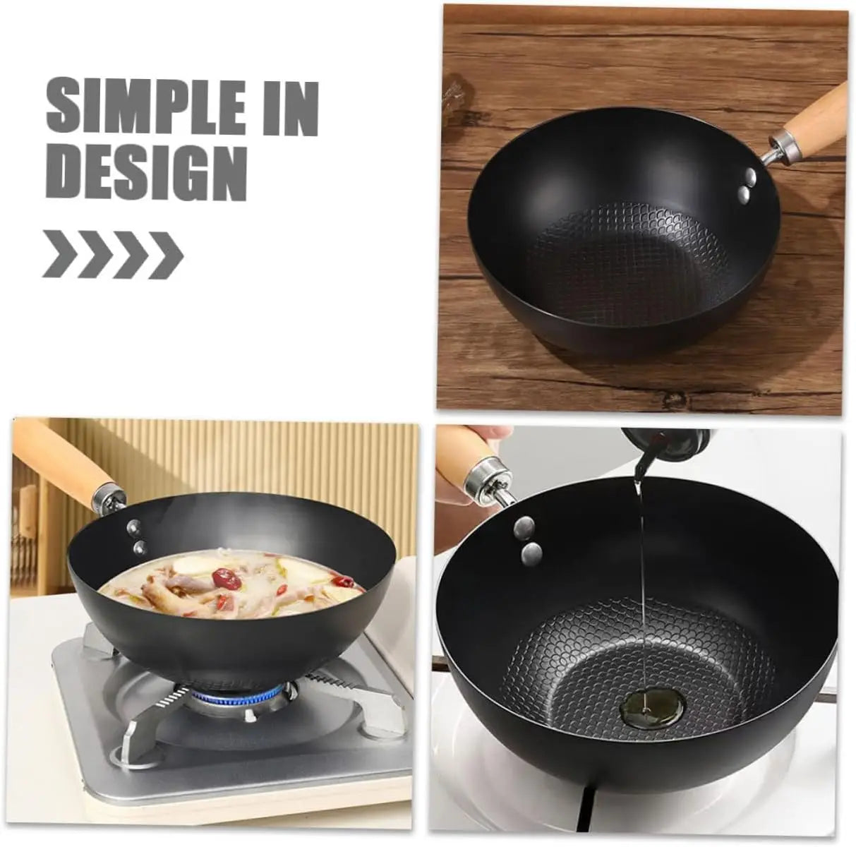 Uncoated Flat Bottom Wok Small Iron Wok for Stir-Fry Cooking Stove Induction Cookware Accessories Kitchen Supply