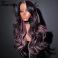 Ombre Colored Lace Front Wig Synthetic Brown Wig Blonde 613 Roots With Black Ends Body Wave Transparent Lace Frontal Wig Cosplay