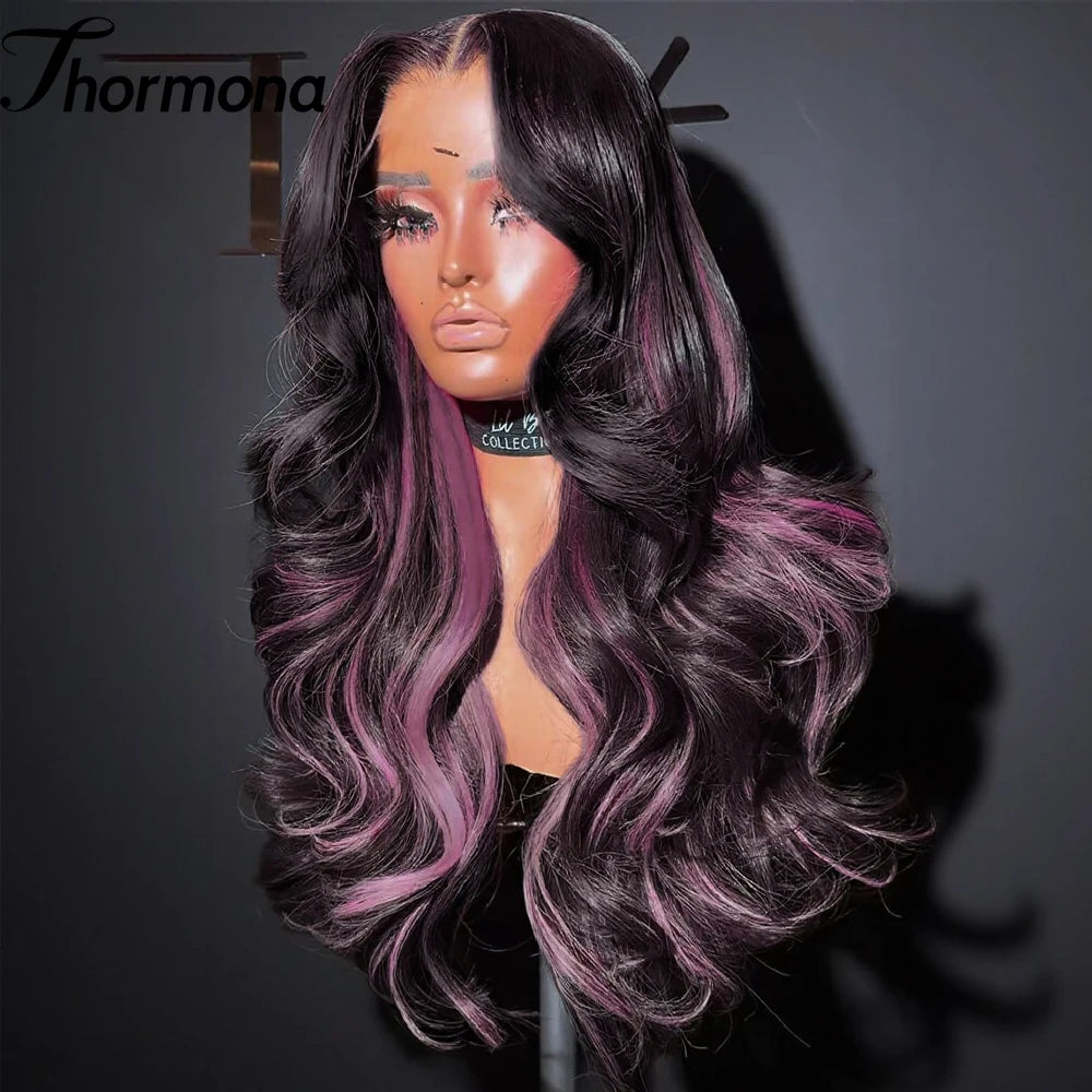 Ombre Colored Lace Front Wig Synthetic Brown Wig Blonde 613 Roots With Black Ends Body Wave Transparent Lace Frontal Wig Cosplay