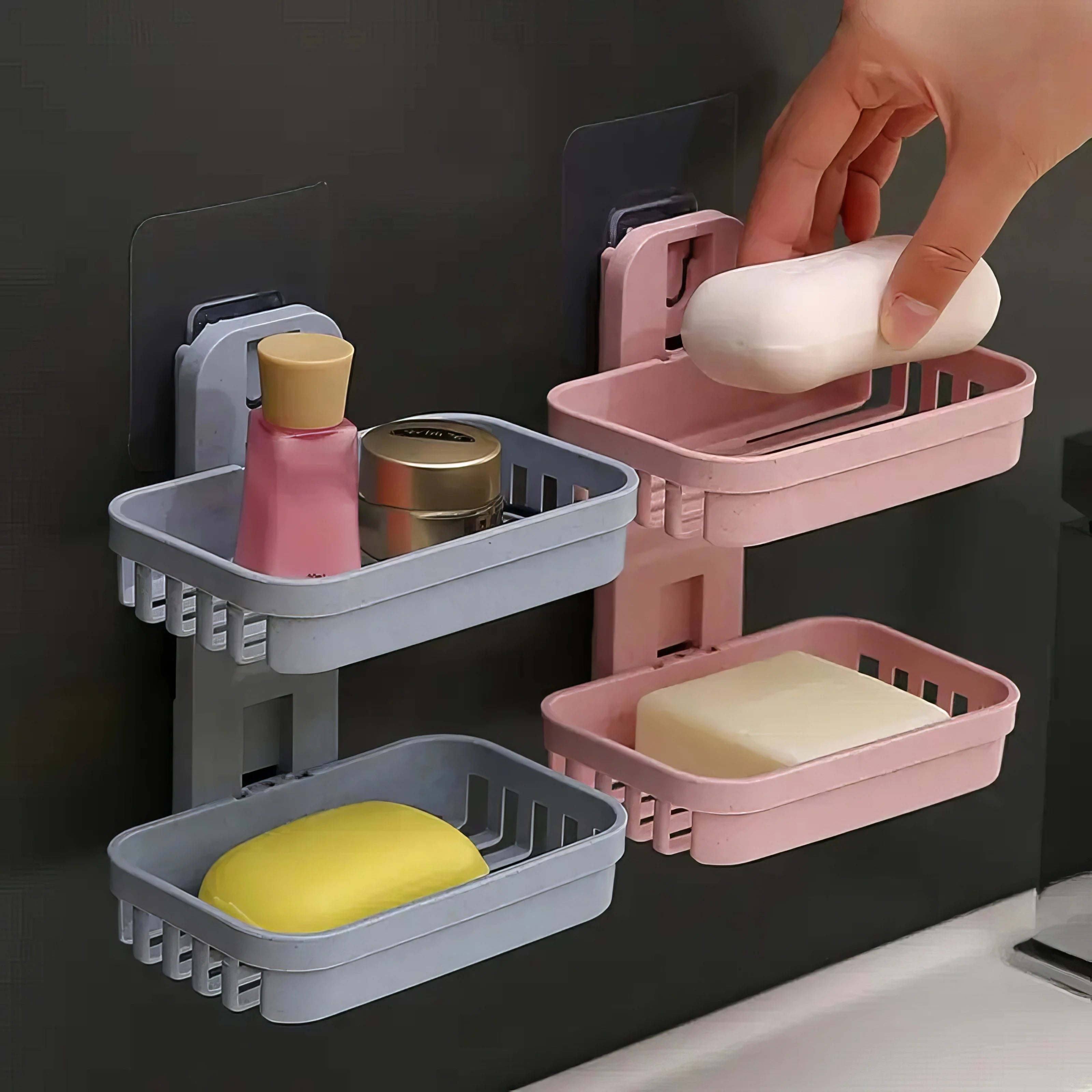 Double Layer Soap Dish with Drainage - Durable & Convenient Bathroom Organizer, Keeps Counter Dry, Easy to Clean