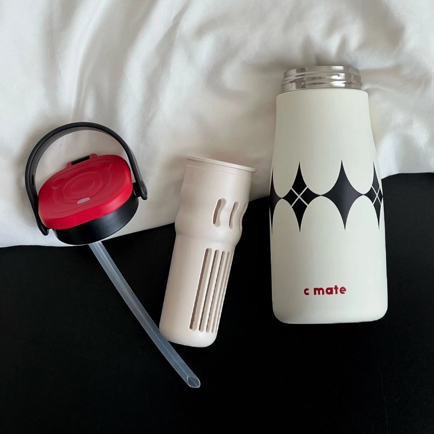 Stainless Steel Insulated Cup With Tea Infuser And Straw 600ml Ceramic Inner Coffee Mug for  Cold Beverages Travel