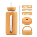 800ml Large Capacity Glass Cup, Double Lids,Silicone Sleeve,Anti-hot Heat Insulation,Outdoor Portable,Graduated Water Bottle,Mug