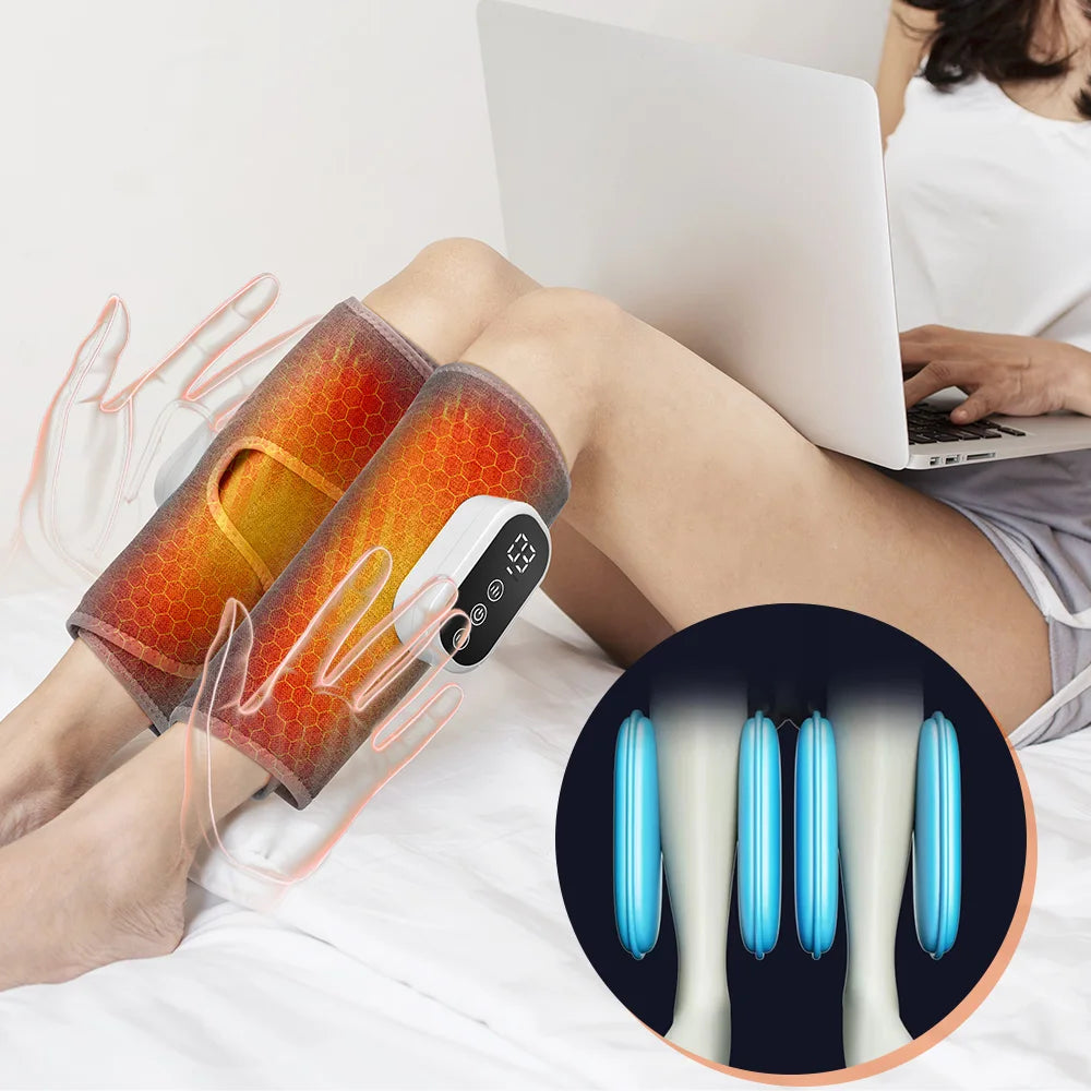 Eletric Cordless 360° Air Pressure Calf Massager 3 Modes Leg Massage Heated Compression Foot Deep Muscle Relax Leg Warmer
