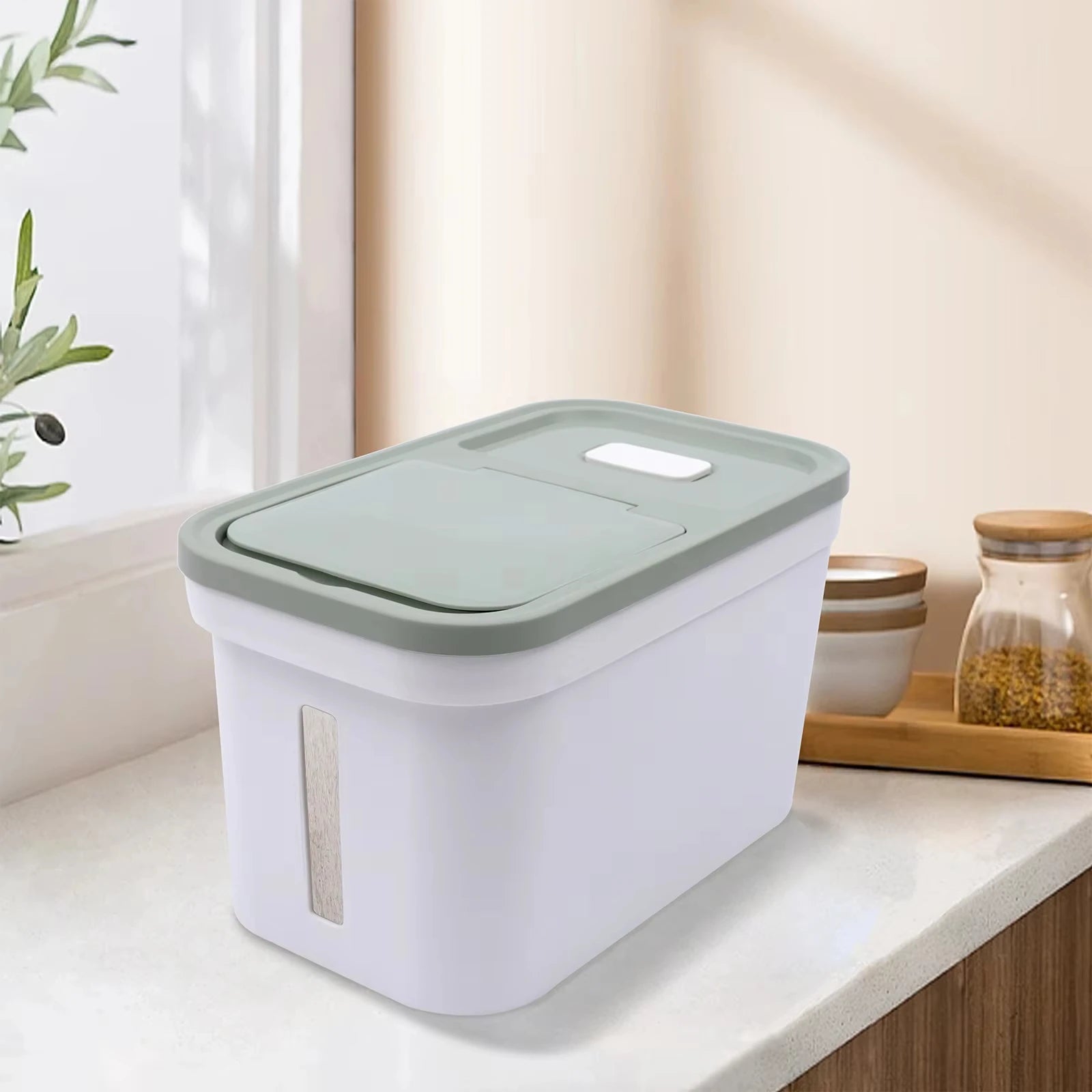 10kg Food Storage Container Airtight Moisture Proof with Visual Window & Removable Bug Box for Rice Flour Corn Pet Food Kitc