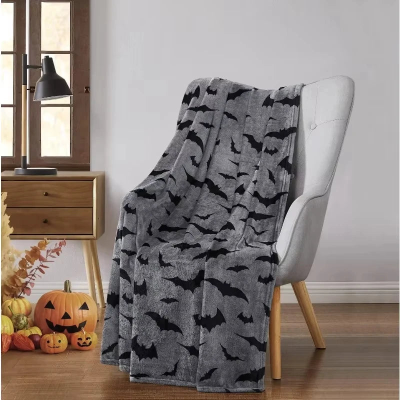 Blanket Gray Bat Blanket New Arrival Minimalist Design Soft Warm All Seasons Use Halloween Home Decor Gift