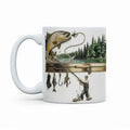 2D print Fishing Lover Gift Mug-Personalized Fishing Cup for Angler,Custom Name Fish Design Ceramic Coffee Mug Birthday Present