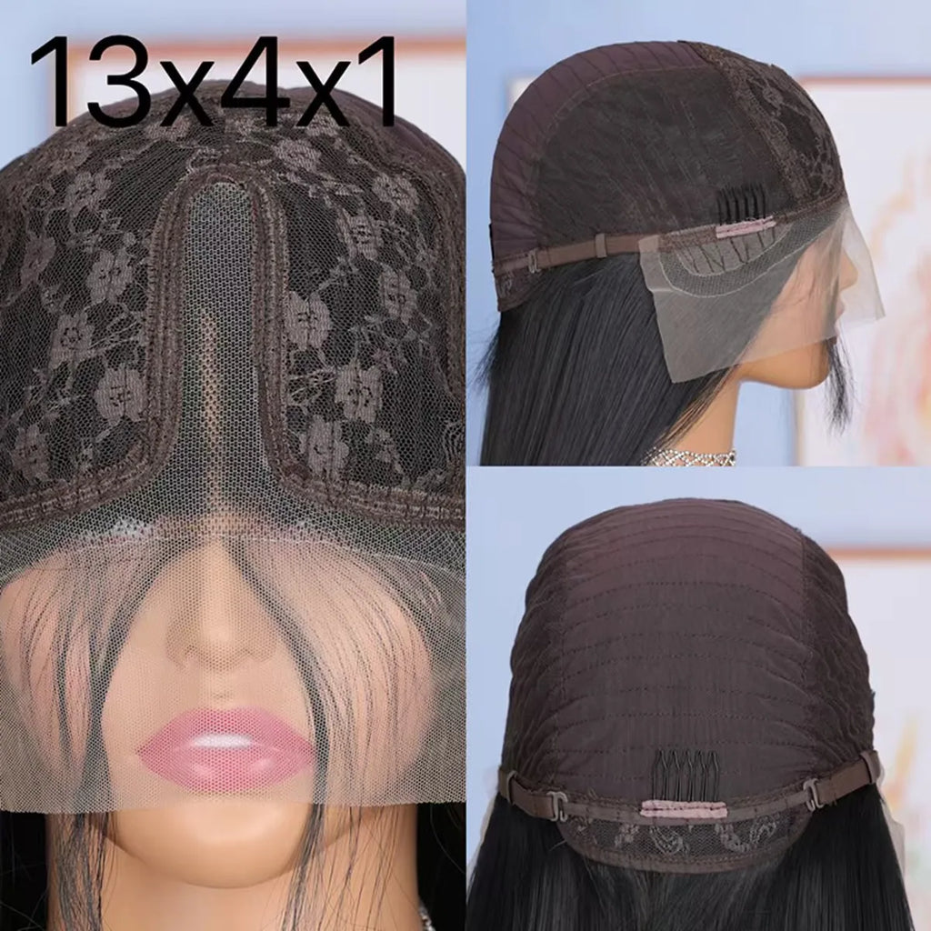 Loose Wave Brown Chocolate Color Synthetic 13X4X1 Lace Front Wig For Black Women Prepucked Bleach Knots Glueless Wig Daily Party
