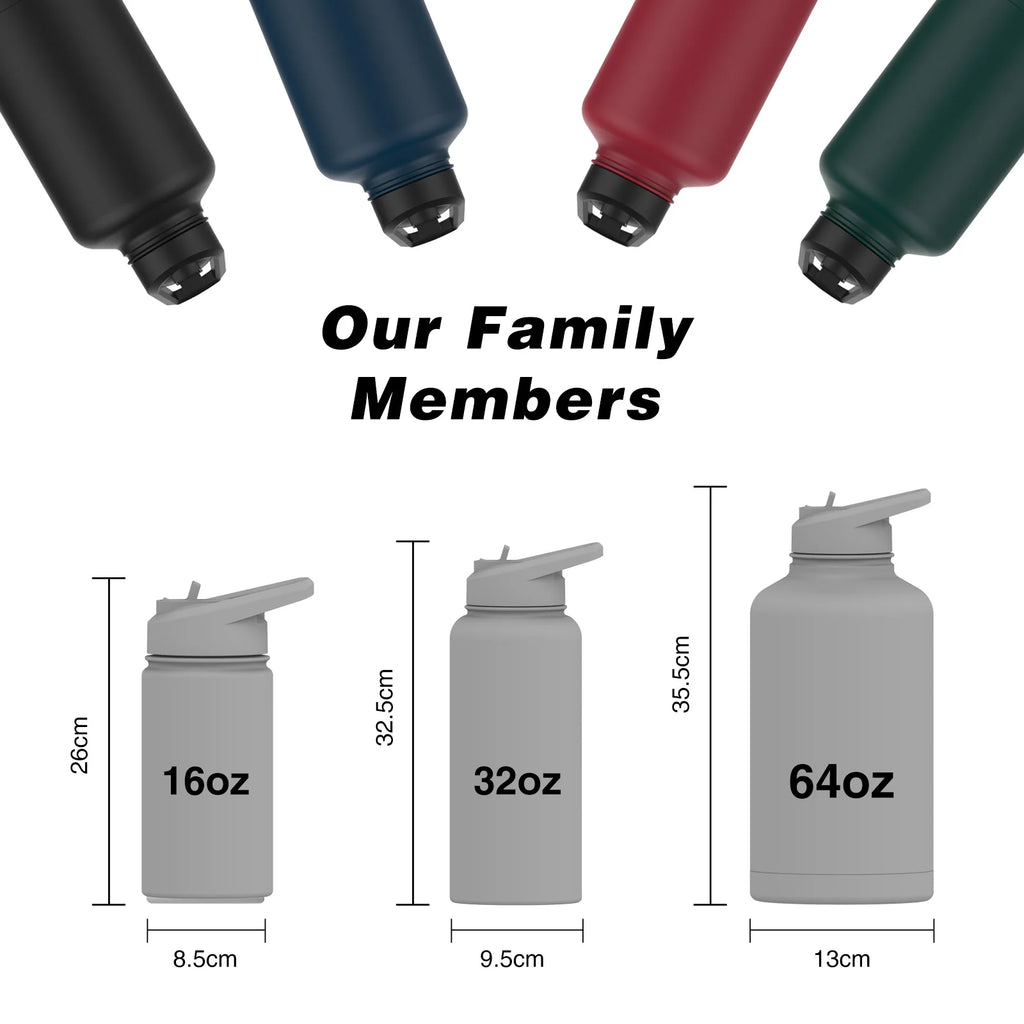 WATERSY 16oz/32oz Stainless Steel Thermos Bottle Large Capacity Tumbler Double Wall Vacuum Insulated Cup Office Home Thermal Mug