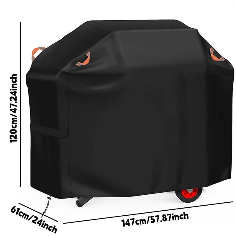 210D BBQ Stove Cover,Rainproof Dust Thread Tear-Proof Bbq Gas Oven Cover with Adjustable Hem Drawstring Reflective Strip Handle