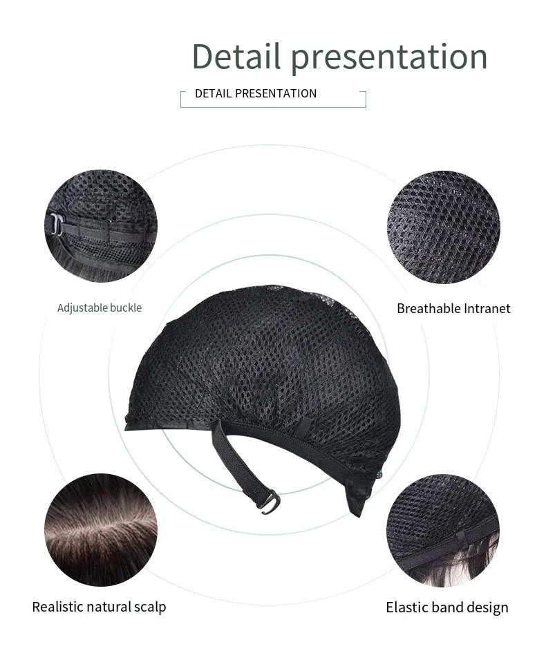 Punk style synthetic wig female short black hair air bangs high temperature silk synthetic fiber straight hair full head cover