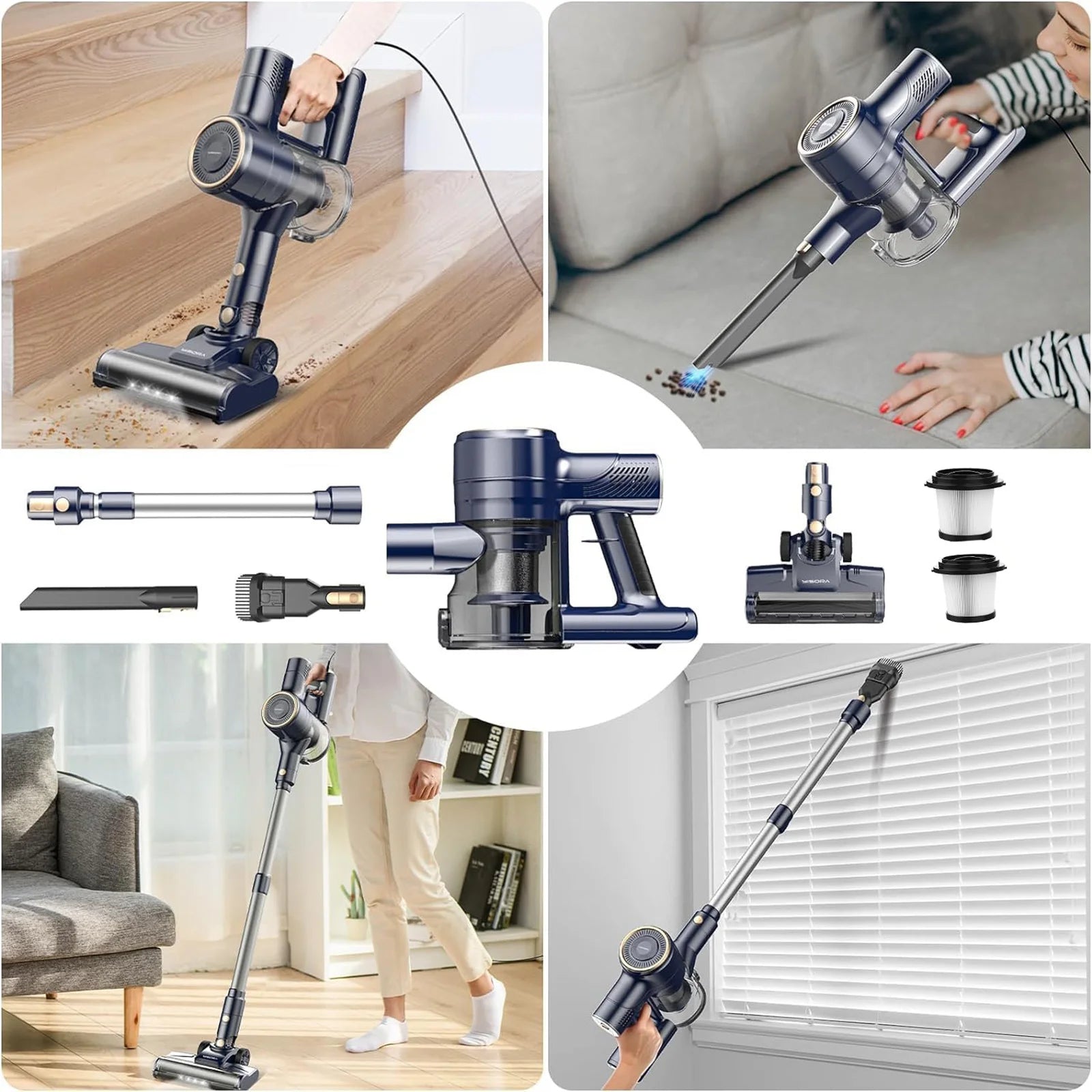 I8 Corded Vacuum Cleaner, 23000Pa 6M Long Cord Stick Vacuum for Floor, Carpet, Pet Hair