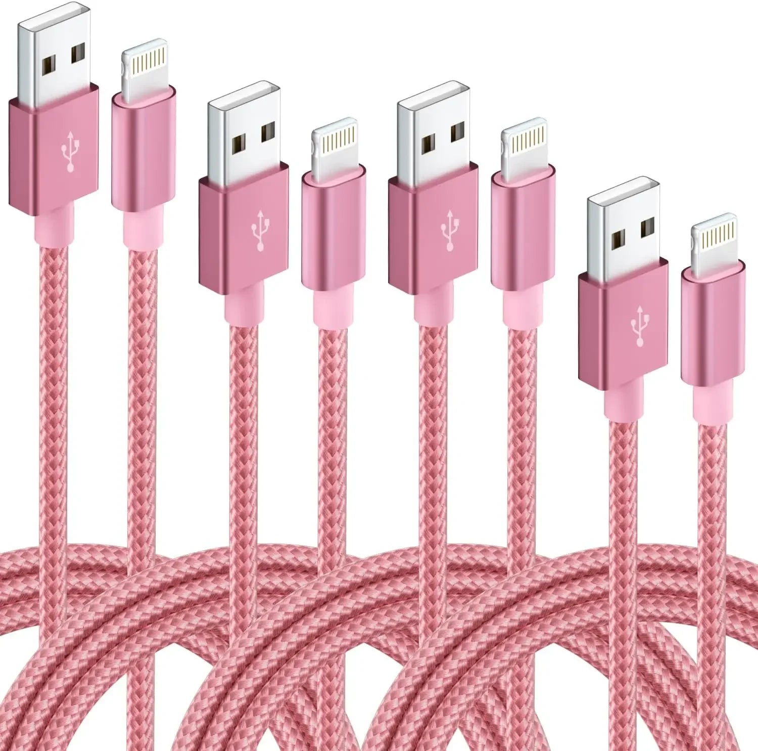 4 PCS (3ft 6ft 6ft 10ft) Charging Cable MFi Certified USB Cable Nylon Braided Fast Charging Cord Compatible For iphone