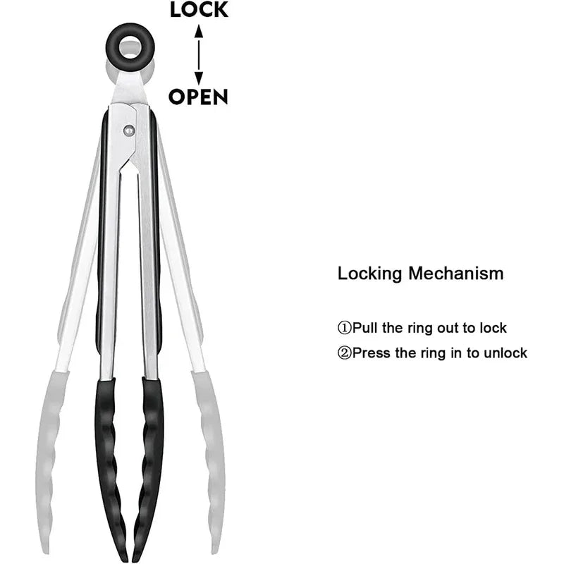 Kitchen Tongs Silicone Food Tongs Non Stick Cooking Serving Tongs For BBQ Salad Steak Pasta Spaghetti Noodles
