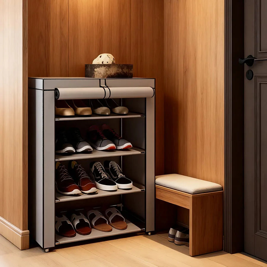 5/8/10 layer shoe cabinet storage rack with non-woven fabric cover, easy to assemble portable shoe cabinet, can store 27-35 pair