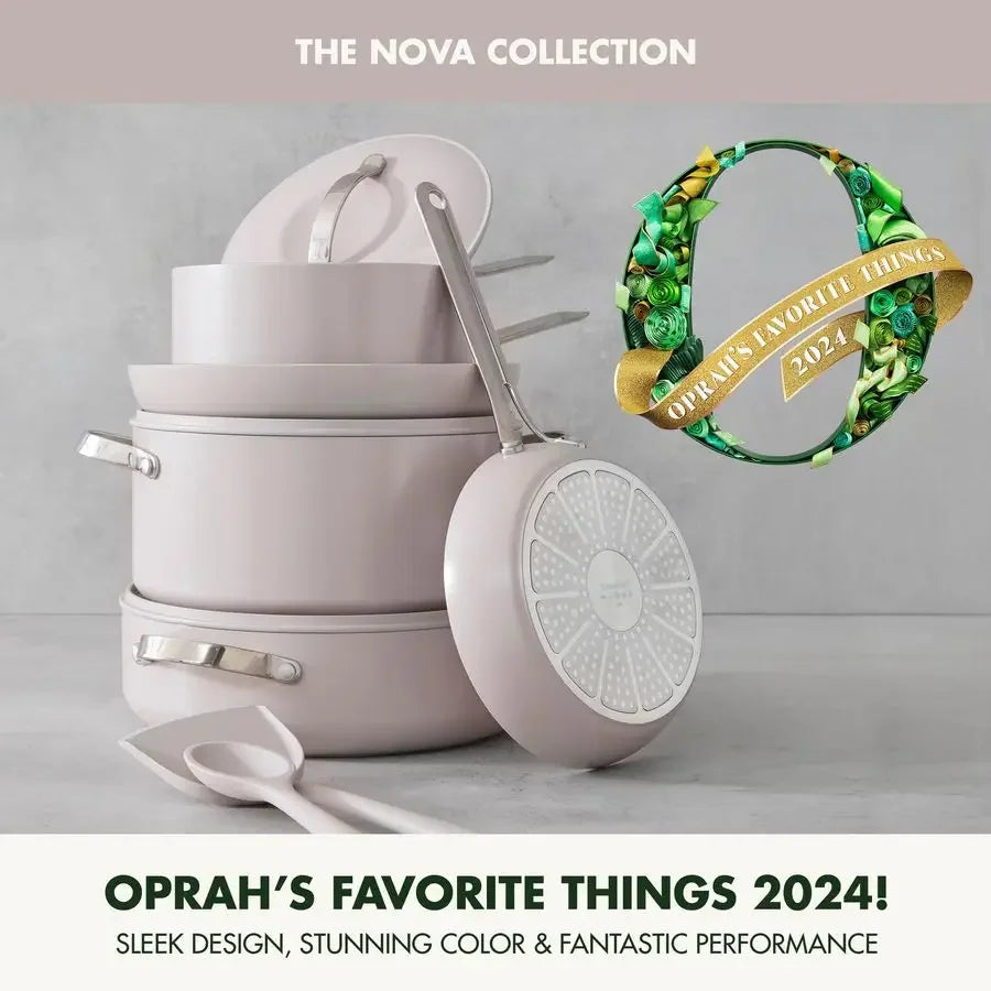 Nova 10Piece Cookware Pots amp Pans Set, Oprahs Favorite Things 2024, PFASFree Ceramic Nonstick, Fry, Saute, Stockpot, Utensils