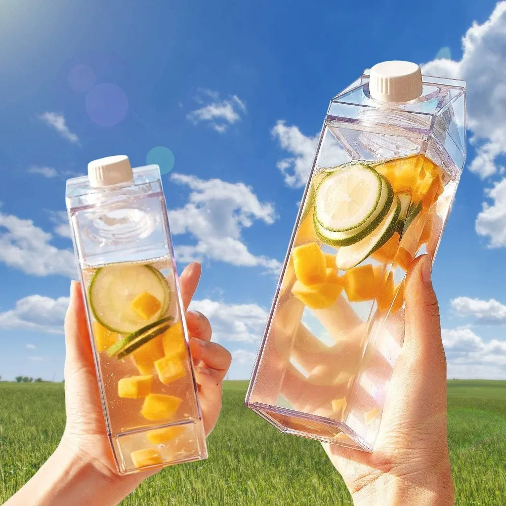 Transparent Water Bottle Large Capacity Milk Bottles Juice Cup Reusable Portable Cold Drink Container for Outdoor Sports Travel