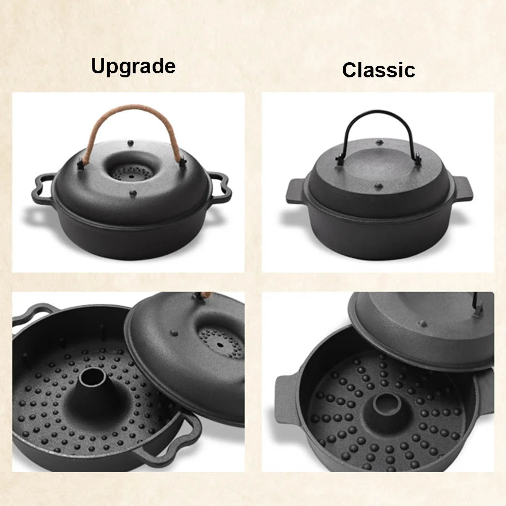 Cast Iron Roasted Sweet Potato Pan W/Lid Garlic Roaster Garlic Baker Baking Pan for Picnic Camping Patio