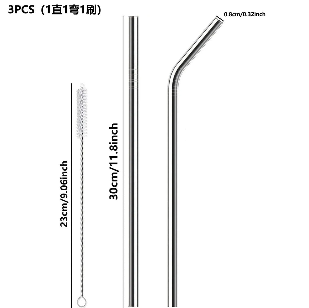 304 Stainless Steel Reusable Straw 30cm/8mm Upgraded Wide-Bore Eco-Friendly Perfect for Cocktails  Smoothies & Healthy Drinks