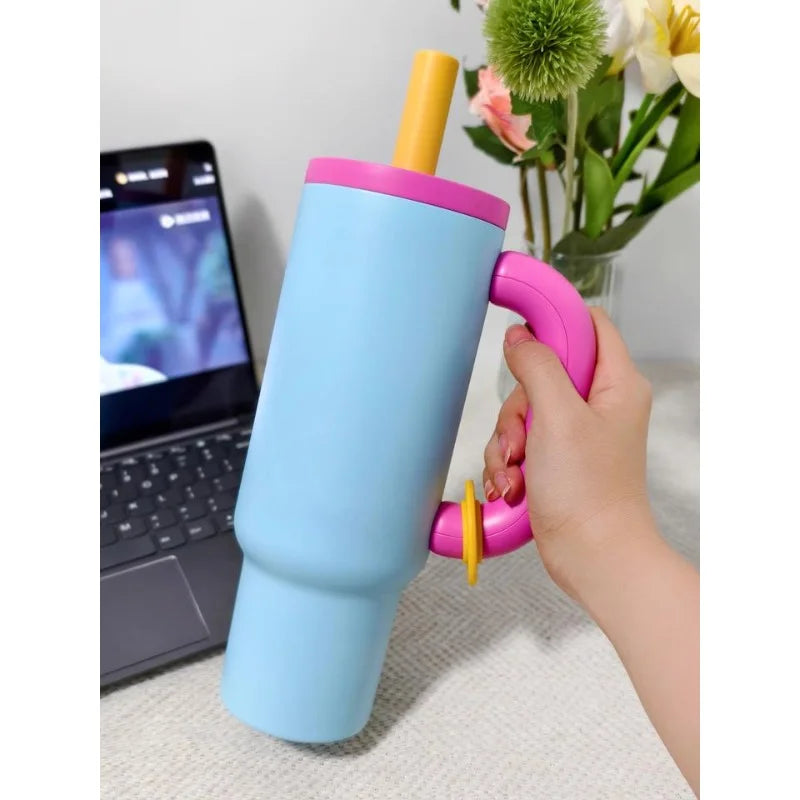 304 Stainless Steel Straw Insulated Ice Cup Thick Portable Handle Design for Trendy 40OZ Insulated Cup  Outdoor Travel
