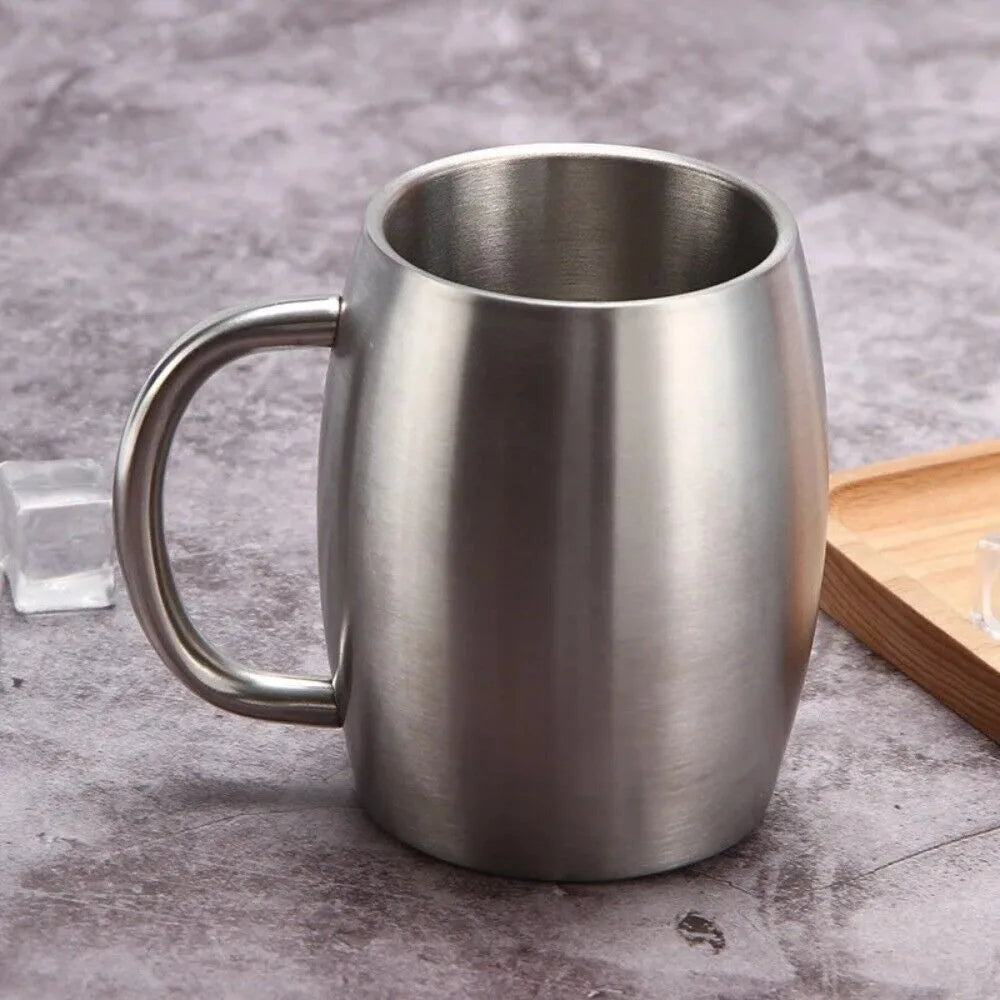 Portable Stainless Steel Beer Mug 420ml Double Wall Insulation Thermal Cup Light Weight Office Water Mug